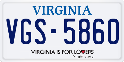 VA license plate VGS5860