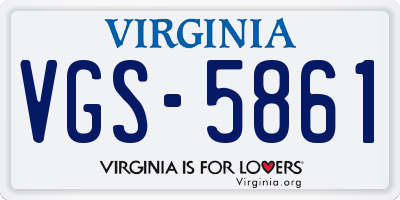 VA license plate VGS5861