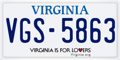 VA license plate VGS5863