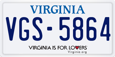 VA license plate VGS5864