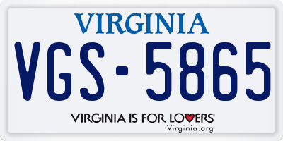 VA license plate VGS5865