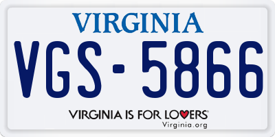 VA license plate VGS5866