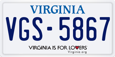 VA license plate VGS5867
