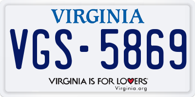 VA license plate VGS5869