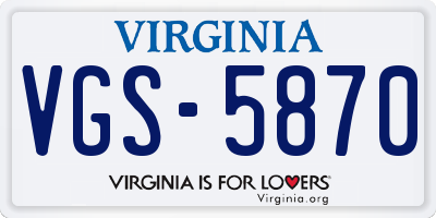 VA license plate VGS5870