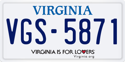 VA license plate VGS5871