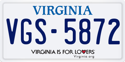 VA license plate VGS5872