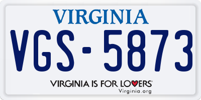 VA license plate VGS5873