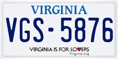 VA license plate VGS5876