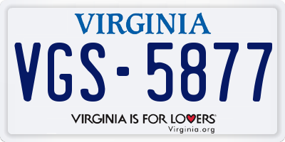 VA license plate VGS5877