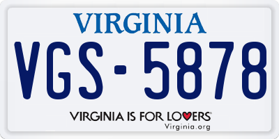 VA license plate VGS5878