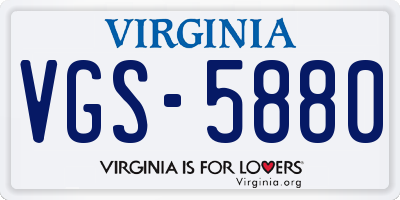 VA license plate VGS5880