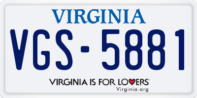 VA license plate VGS5881