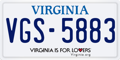 VA license plate VGS5883