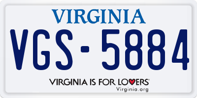 VA license plate VGS5884
