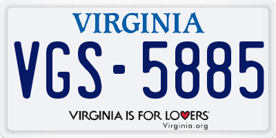 VA license plate VGS5885