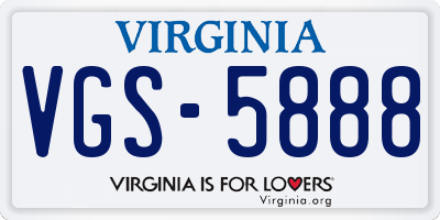 VA license plate VGS5888
