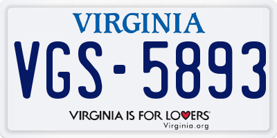 VA license plate VGS5893