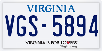 VA license plate VGS5894