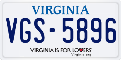 VA license plate VGS5896