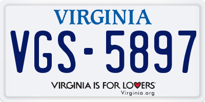 VA license plate VGS5897