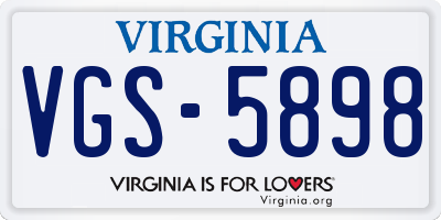 VA license plate VGS5898