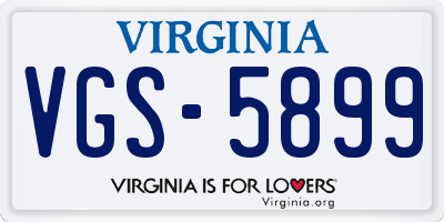 VA license plate VGS5899