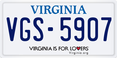 VA license plate VGS5907