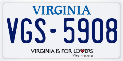VA license plate VGS5908