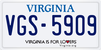 VA license plate VGS5909