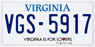 VA license plate VGS5917