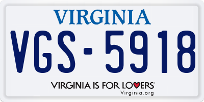 VA license plate VGS5918