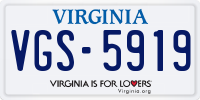 VA license plate VGS5919