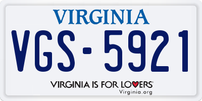VA license plate VGS5921