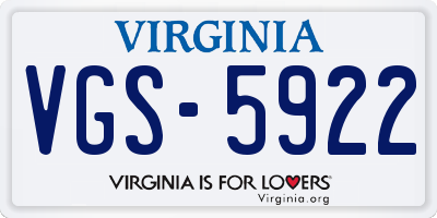 VA license plate VGS5922