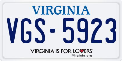 VA license plate VGS5923