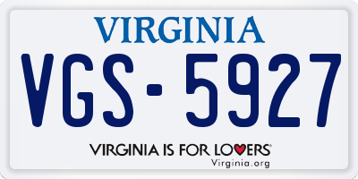 VA license plate VGS5927