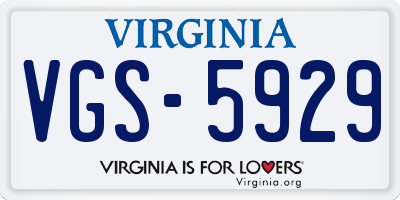VA license plate VGS5929