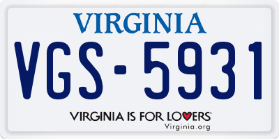 VA license plate VGS5931
