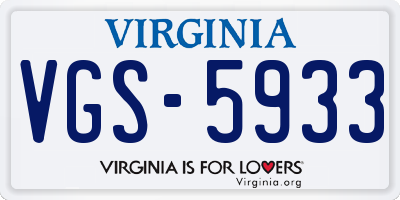 VA license plate VGS5933