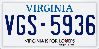 VA license plate VGS5936