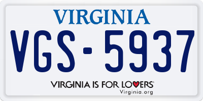 VA license plate VGS5937