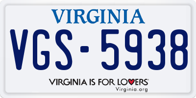 VA license plate VGS5938