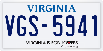 VA license plate VGS5941