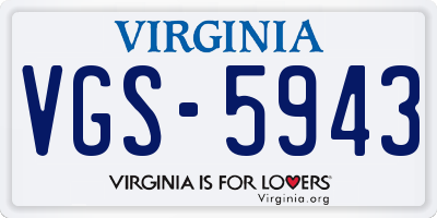 VA license plate VGS5943