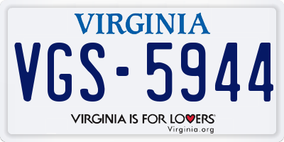VA license plate VGS5944