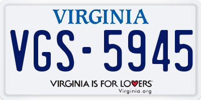 VA license plate VGS5945