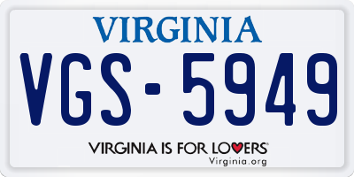 VA license plate VGS5949