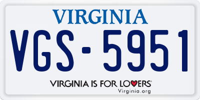 VA license plate VGS5951