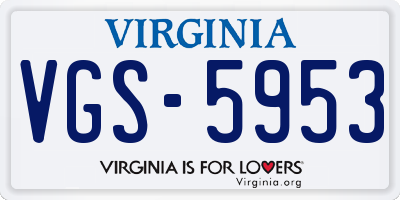 VA license plate VGS5953